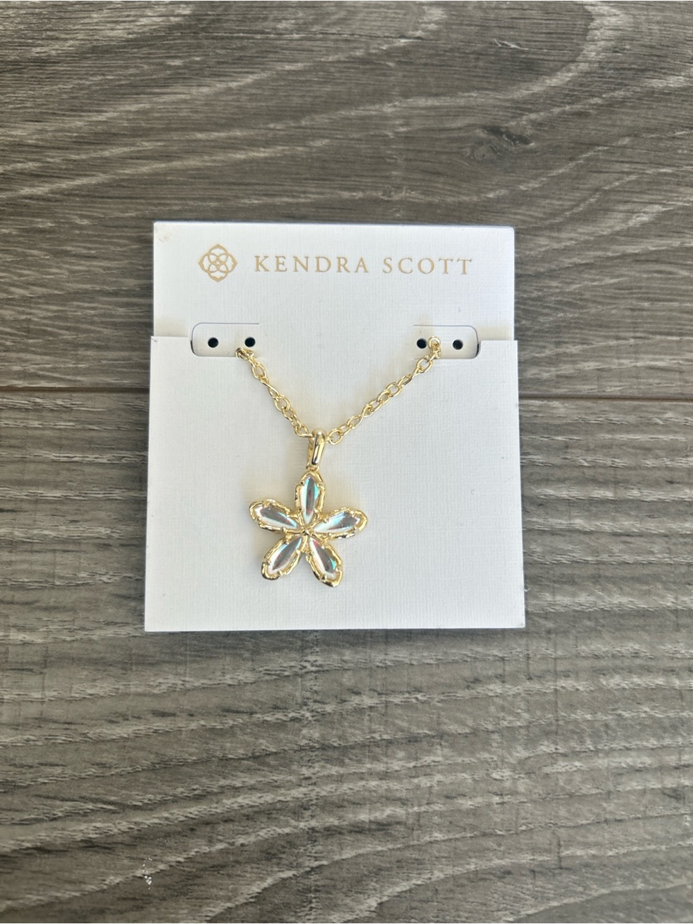 Kendra Scott Gold Plated Iridescent Flower Pendant Necklace